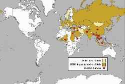 Click to view global map documenting H5N1 Avian influenza outbreaks by country and type [animal (wildlife, poultry, or both) or human]