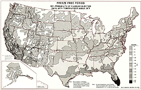 Sample map of Freeze Free Period; Click here for a larger image.