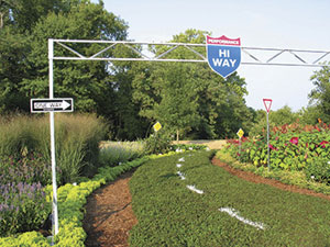 Centerton Nursery created this unusual "green highway" display at the Eastern Performance Trials at River Farm, Alexandria, VA, in September 2005. Photo: American Horticultural Society.
