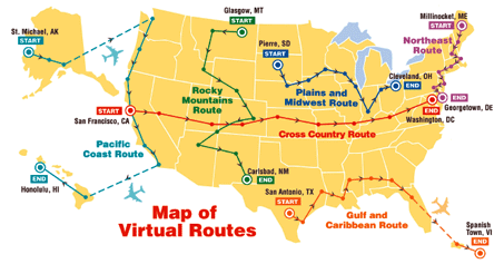 Map of virtual routes