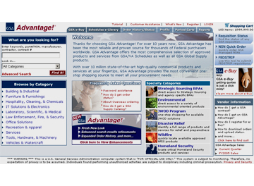 Screenshot of GSA Advantage! website