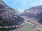 Photo of Unaweep Canyon in the Rockies , the site of a deep gorge. Inset shows a dropstone.