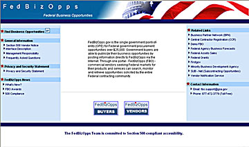 screenshot of FedBizOpps website
