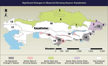 Figure 17: Significant Changes in Observed Growing Season: Kazakhstan