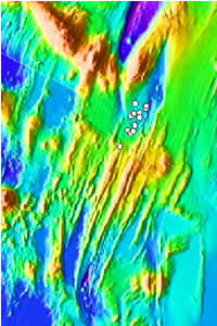 Endeavour Ridge 2004 seismicity map
