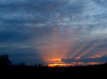 Orange Crepuscular Rays Over Danbury, Connecticut