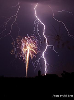 Lightning Strike with Fireworks