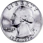 Image shows the 1975 and 1976 bicentennial quarter