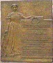 Image; A photograph of a plaque commemorating the First Women's Rights Convention