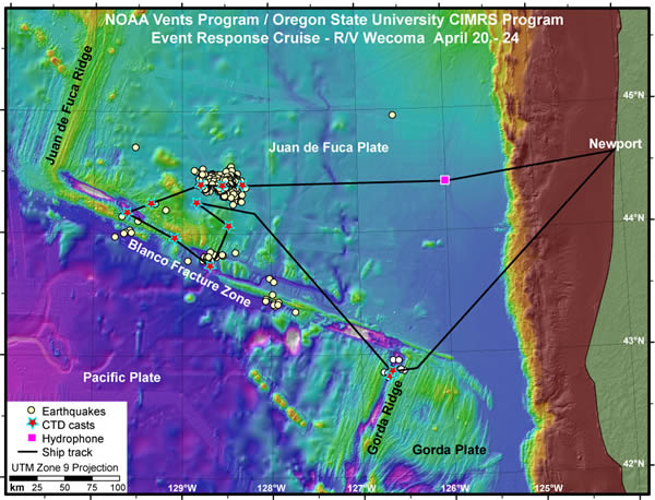 Oregon offshore earthquake map