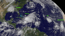 Satellite image of Atlantic storms