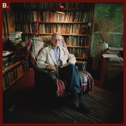 Ted Kooser in his private library