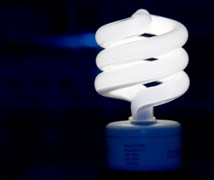Energy efficient compact fluorescent lightbulb (CFL).