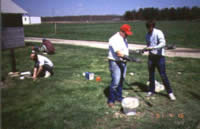 USGS scientists collecting water samples for analysis of natural-attenuation parameters at the Galloway Site, NJ