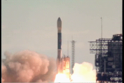 Still from movie showing the liftoff of the rocket that had the Swift satellite onboard.