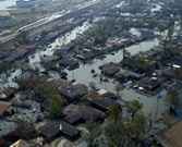 Aerial photograph of flooded area