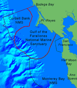 Map of sanctuaries off San Francisco