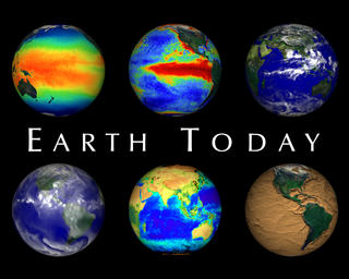 This is the narrated Earth Today animation which opens the exhibit.