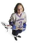 Girl wearing protective hockey gear