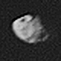 This image of Pandora was acquired by the Voyager 2 spacecraft on August 25, 1981.