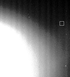 The bright glow of Saturn (left) hid Pallene from Earth-based observers.