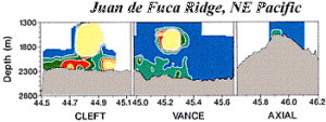 diagram of plumes at locations on the Juan de Fuca