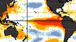 El Niño warming sea surface temperatures from NOAA