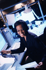 photo of woman at desk