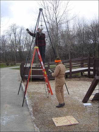 Figure 10—Impact test setup for drop height of 3.05 m (10 ft). 