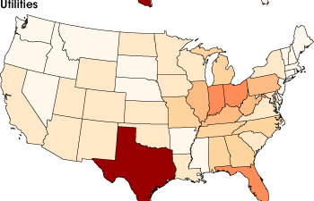 Map of carbon dioxide emissions by utilities.