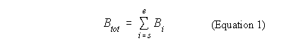 Equation 1 - B sub tot shown as the sum over i of B sub i