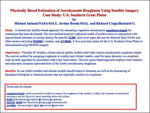 Slide 01: Physically Based Estimation of Aerodynamic Roughness Using Satellite Imagery Case Study: U.S. Southern Great Plains