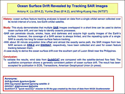 Slide 03: Ocean Surface Drift Revealed by Tracking SAR Images