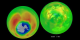 Ozone in the northern and southern hemisphere as measured by Earth Probe TOMS from 7-26-96 to 12-4-00.