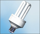 Illustration of a compact fluorescent light bulb.