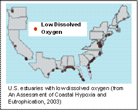 U.S. estuaries with low dissolved oxygen