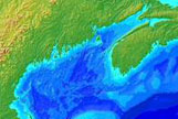 Digital bathymetry map of the Gulf of Maine. Photo Credit: Ed Roworth and Rich Signell of the U.S. Geological Survey (USGS).