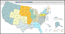 Geographic Borders of U.S. Courts of Appeals and District Courts