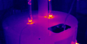 Infrared imaging is used in the water heater test lab for quality assurance.