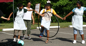 campers engaged in a cardio workout