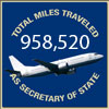 Total miles traveled:  958,520 as Secretary of State