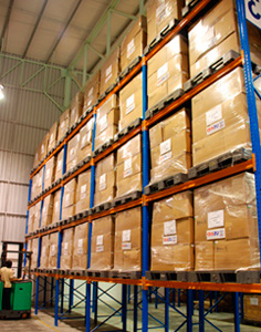 Boxes of emergency supplies stored in the RDMA distribution center ready to be shipped to avian influenza hotspots anywhere in Asia 