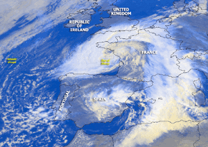 Click Here for a satellite image of a low pressure system affecting France, Spain and Belgium