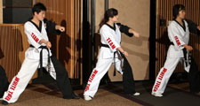 These students demonstrate the choreography of Martial Arts as they move dance-like in unison.