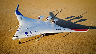 X-48B Blended Wing Body technology demonstrator on Rogers Dry Lake in California.