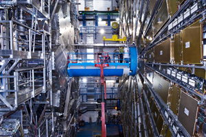 Installing the beam pipe at the ATLAS experiment on 16 June: the final section of the LHC.