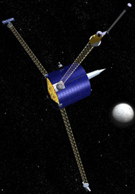A graphic image that represents the Lunar Prospector mission