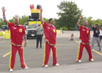 Photo of the Harlem Globetrotters exercising