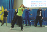 Council Member Denise Austin and the other speakers warmup the crowd.