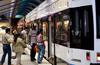 NJ TRANSIT's Hudson Bergen Light Rail at the Bergenline Avenue Station in Union City, NJ.